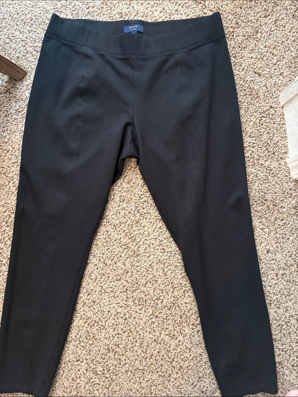 Kaari Blue Black Slim Ponte Pull-On Pants